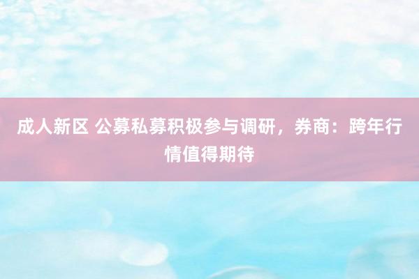 成人新区 公募私募积极参与调研，券商：跨年行情值得期待