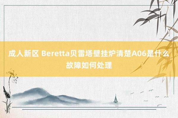 成人新区 Beretta贝雷塔壁挂炉清楚A06是什么故障如何处理