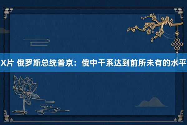 X片 俄罗斯总统普京：俄中干系达到前所未有的水平