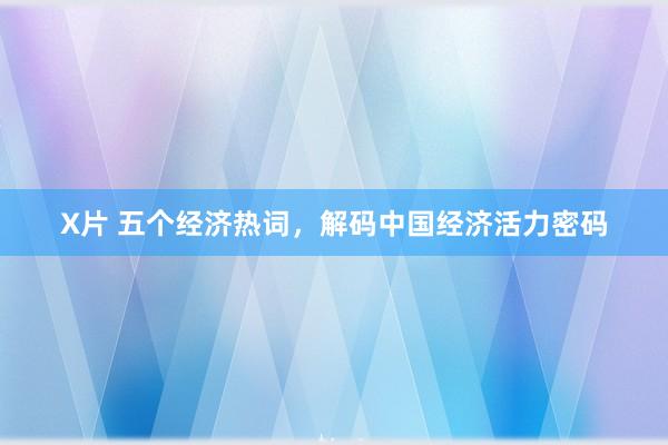 X片 五个经济热词，解码中国经济活力密码