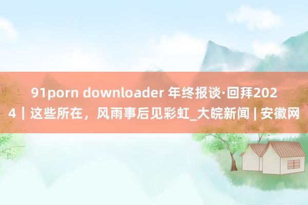 91porn downloader 年终报谈·回拜2024｜这些所在，风雨事后见彩虹_大皖新闻 | 安徽网
