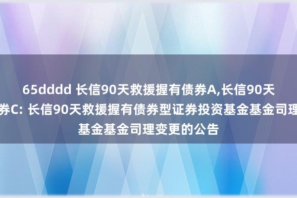 65dddd 长信90天救援握有债券A,长信90天救援握有债券C: 长信90天救援握有债券型证券投资基金基金司理变更的公告
