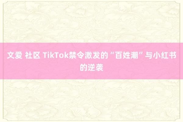 文爱 社区 TikTok禁令激发的“百姓潮”与小红书的逆袭