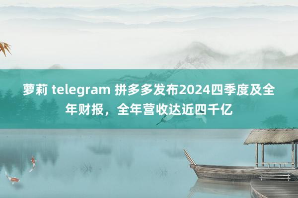 萝莉 telegram 拼多多发布2024四季度及全年财报，全年营收达近四千亿
