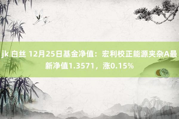 jk 白丝 12月25日基金净值：宏利校正能源夹杂A最新净值1.3571，涨0.15%