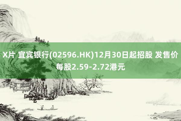 X片 宜宾银行(02596.HK)12月30日起招股 发售价每股2.59-2.72港元