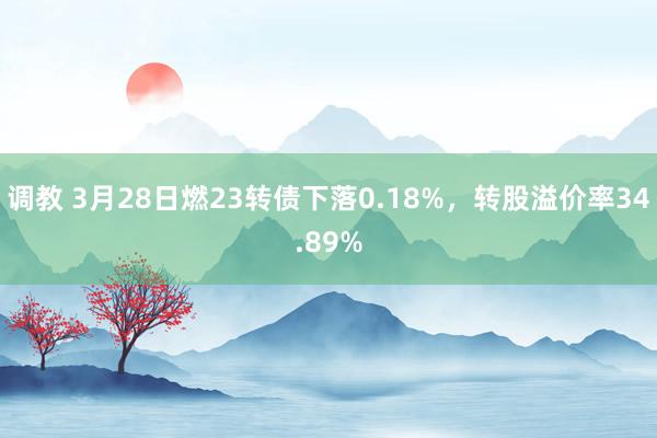 调教 3月28日燃23转债下落0.18%，转股溢价率34.89%