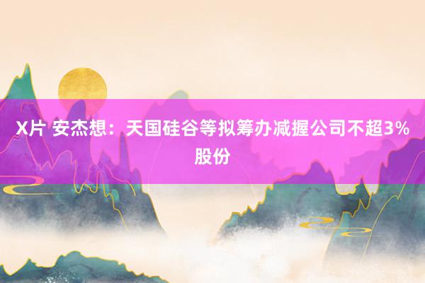 X片 安杰想：天国硅谷等拟筹办减握公司不超3%股份