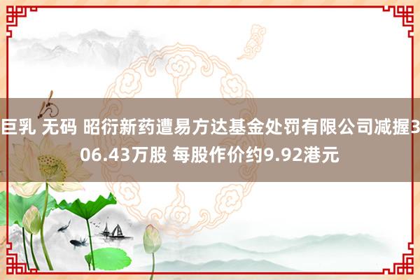 巨乳 无码 昭衍新药遭易方达基金处罚有限公司减握306.43万股 每股作价约9.92港元